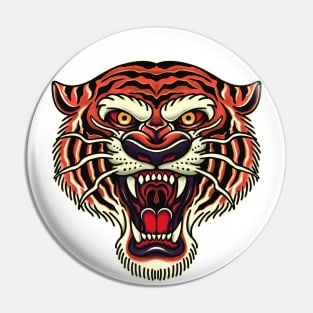 Old School Tattoo Style Tiger Head Pin