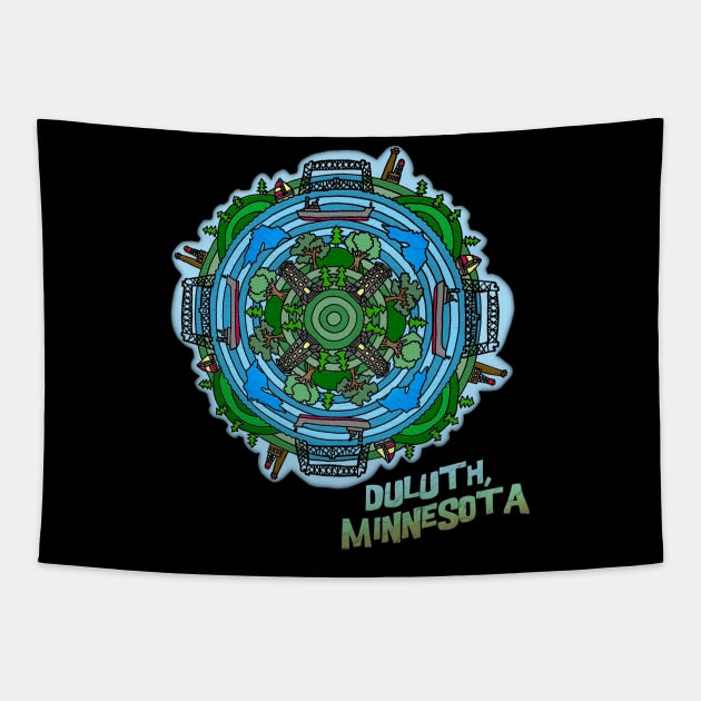 Duluth, Minnesota Themed Mandala Style Drawing Tapestry by gorff