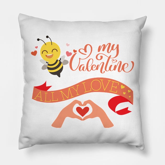 Bee My Valentine Pillow by ahlama87