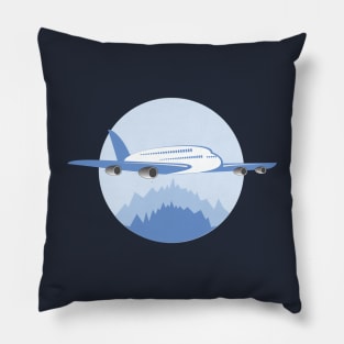 Great Airplane Boeing Design with Blue background Pillow