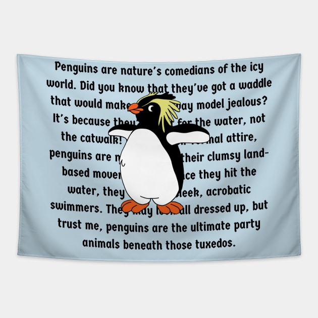 Funny Penguins Facts Tapestry by Illustradise