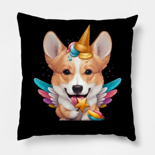 Welsh Corgi Ice Cream Unicorn Pillow