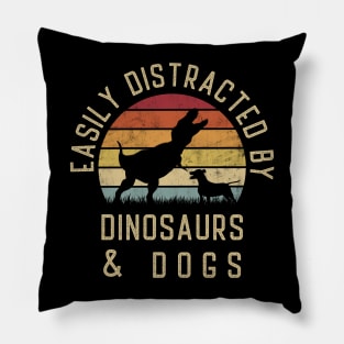 Easily distracted by Dinosaurs and dogs I heart Dinosaur dog Pillow