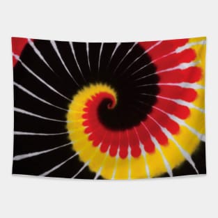 Black White Red Golden Yellow Spiral Tie Dye Tapestry