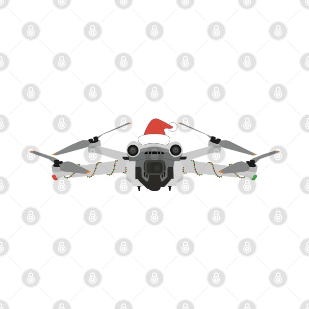 Festive DJI Mini 3 Pro Santa hat with garland by Oddoty