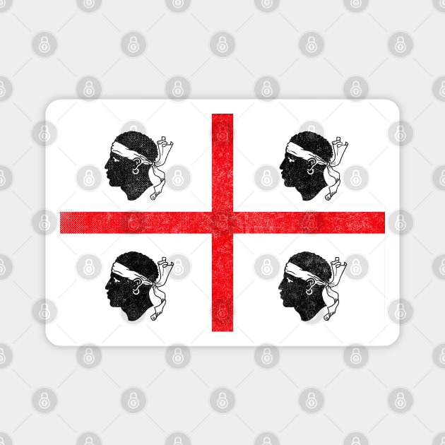 Sardinia Flag / Retro Look Faded Design Magnet by DankFutura