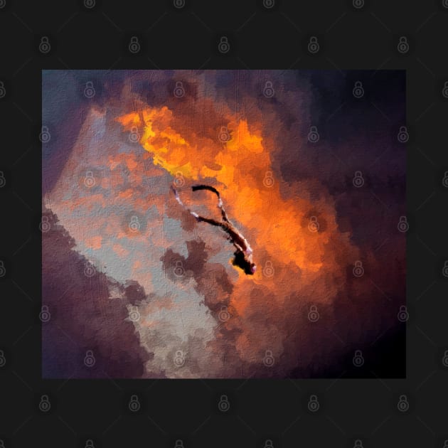 Woman diving in cloudy sky during sunset by DigitPaint