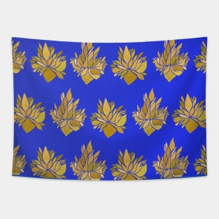 Retro Iris Petals- Yellow and Blue Tapestry