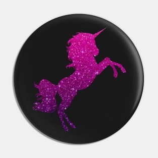 Dark Pink Purple Ombre Faux Glitter Unicorn Pin