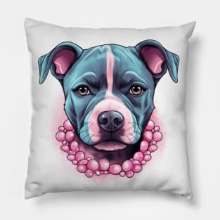 Staffy With Pearls Pillow