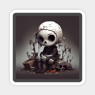 Cute preppy skeleton sitting in despair Magnet