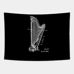 Harp Vintage Patent Drawing Tapestry