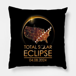 Total Solar Eclipse Shirts April 8 2024 America Map Totality Pillow