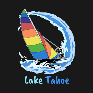 Sailing Gift Print Sailor Vintage Lake Tahoe Sailboat Print T-Shirt