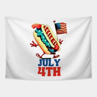 Funny hotdog Americain 4th of July gifts independence day Tapestry