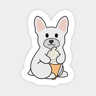 White French Bulldog Ice Cream Magnet