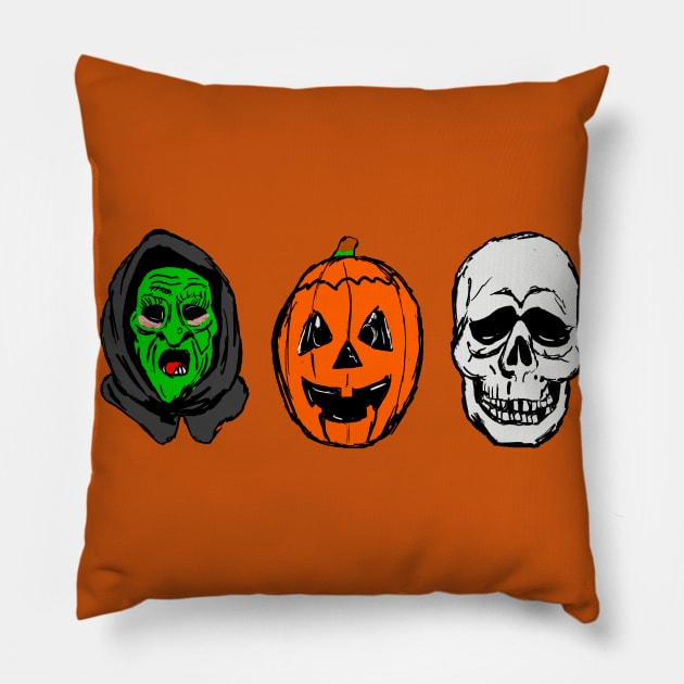 Halloween 3 Season Of The Witch Silver Shamrock Masks Pillow by Jamie Collins