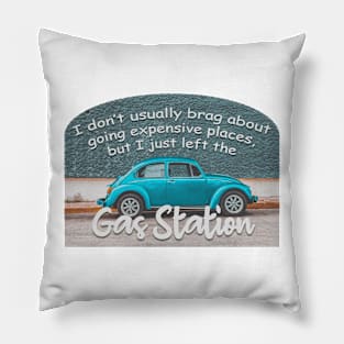 funny gas station humor graphic design Pillow