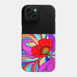 70s Style Red Poppy Flower Digital Abstract (MD23Mrl019) Phone Case