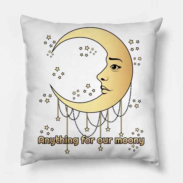 Anytihing for our moony, moon lover Pillow by Lekrock Shop