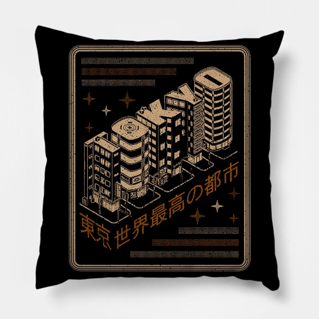 Tokyo Retro Pillow by Mewzeek_T