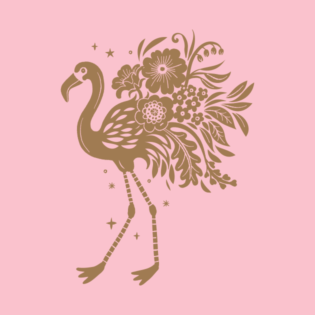 Boho Surrealism Floral Flamingo by Rebelform