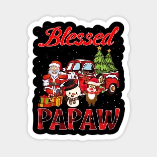 Blessed Papaw Red Plaid Christmas Magnet