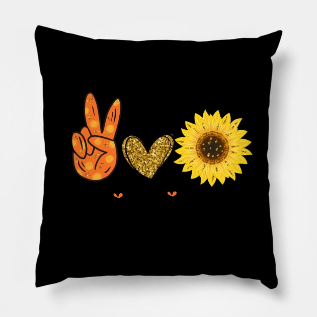 Peace Love Sunshine Sunflower Design Pillow by StacysCellar