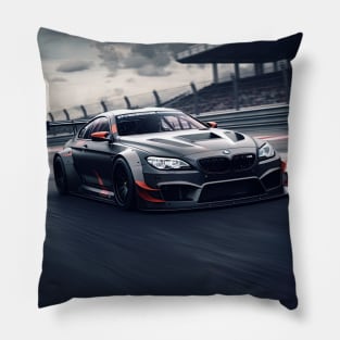 black bmw m6 on a race track Pillow