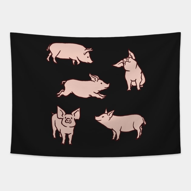 little pigs sticking Tapestry by myweirdbrain