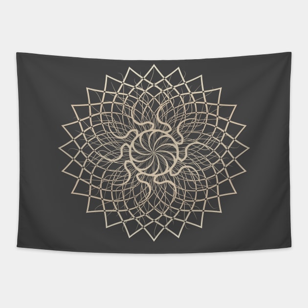 Abstract Gold Sun Mandala Tapestry by Korry