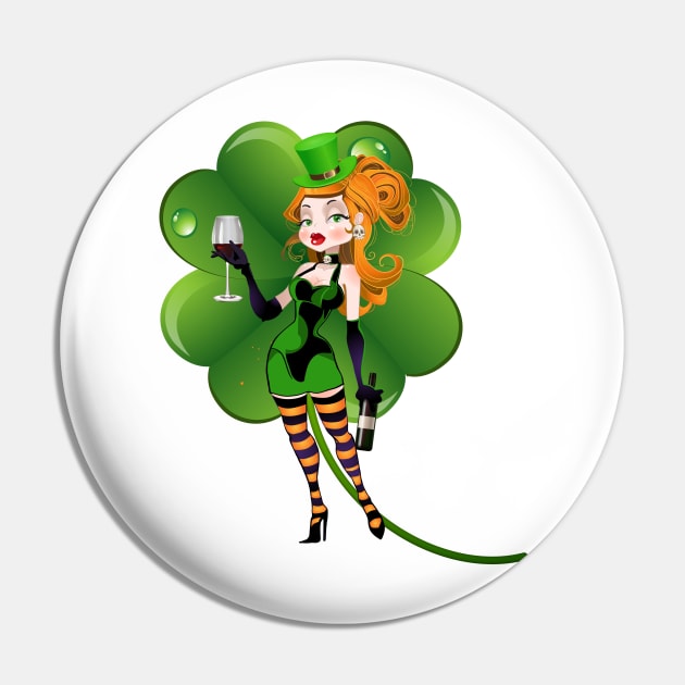 Green Lucky Witch in Mini Skirt Pin by dcohea