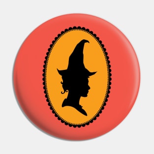 Vintage Victorian Halloween Witch Cameo Silhouette Pin