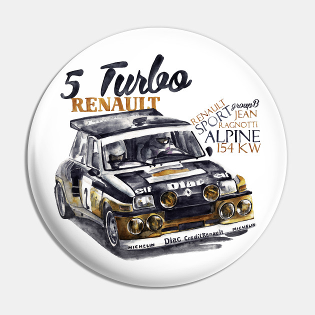 Rally Group B Renault 5 Turbo Watercolor Pin Teepublic