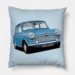 classic mini cooper in blue Pillow