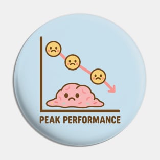 Funny Declining Brain Chart – Peak Performance Meme Design Pin
