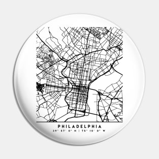PHILADELPHIA PENNSYLVANIA BLACK CITY STREET MAP ART Pin