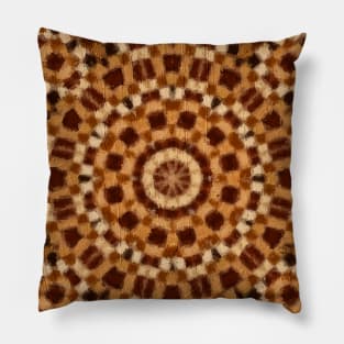 Circular Brown and Beige pattern oil painting Pillow