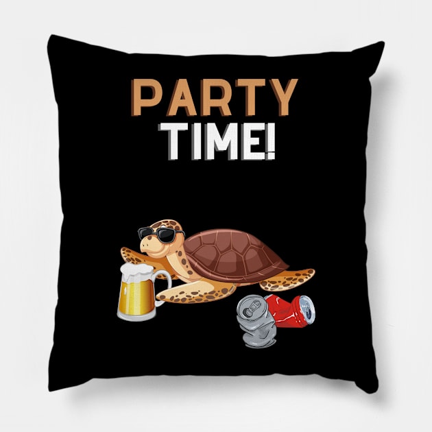 Party Time Turtle T Shirt Pillow by Funky Turtle