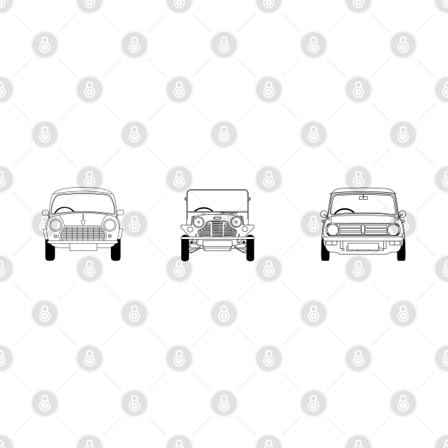 Minis - Roundnose, Moke, Clubman by The Lemon Stationery & Gift Co