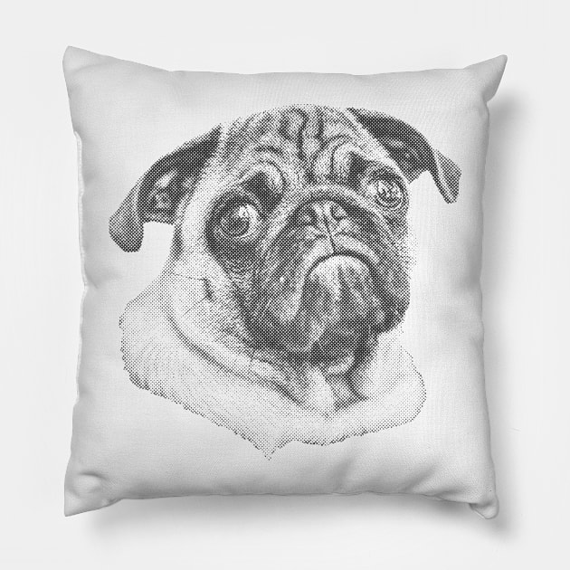 Pug (Black) Pillow by splode