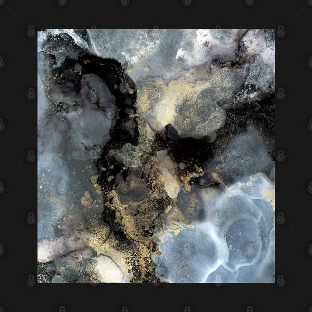 Stormy Sky, grey gold black abstract art, Dark and Moody Clouds by MyAbstractInk