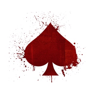 ACE The Spade Grunge Art With Red Color On Black Background T-Shirt