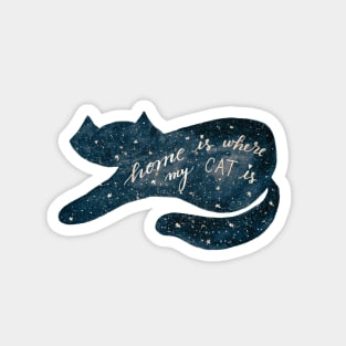 Watercolor galaxy cat - greyish blue Magnet