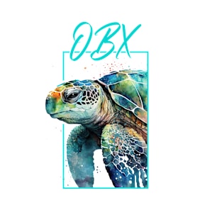 OBX North Carolina Watercolor Sea Turtle Portrait T-Shirt