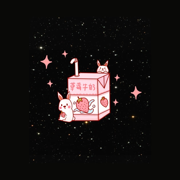 Japanese aesthetics kawaii strawberry milk shake by Vintage Dream