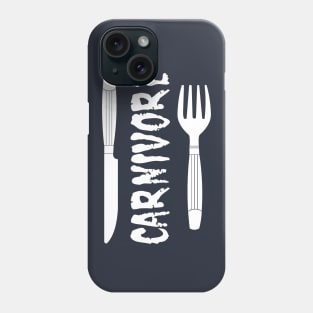 Carnivore Knife and Fork White Text Phone Case