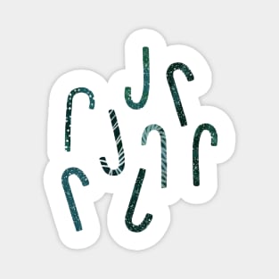 Candy canes, monochrome, green silhouette, Christmas candy Magnet