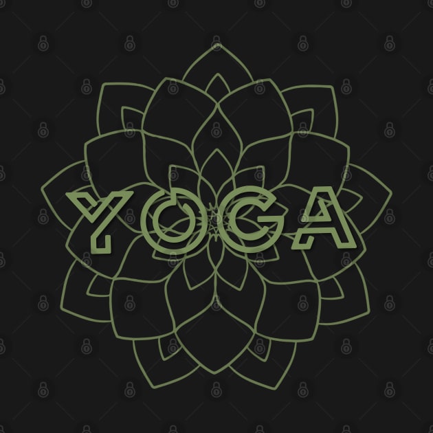 YOGA and LOTUS FLOWER in green by Off the Page