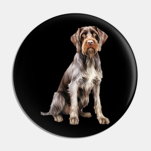 German Wirehaired Pointer Pin by DavidBriotArt